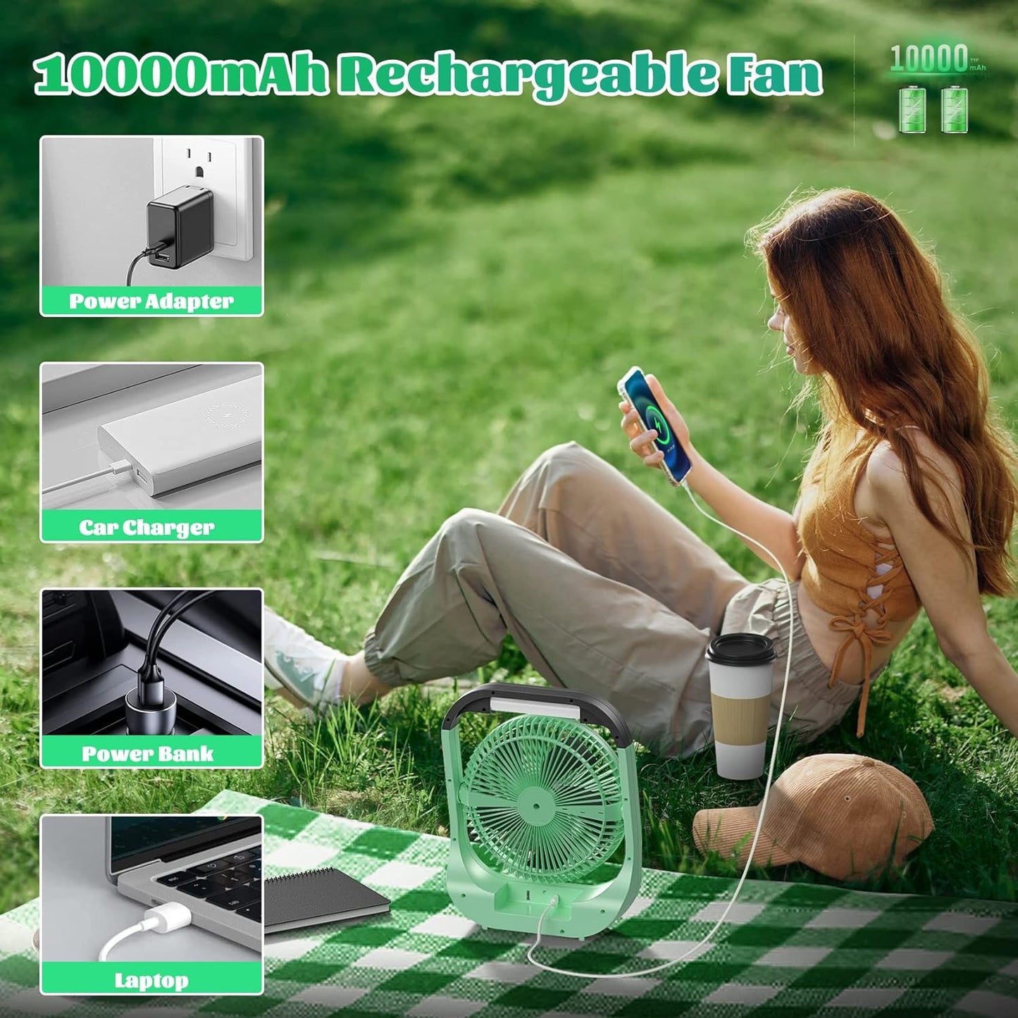 Super Long Lasting Battery Operated Fans for Office,Bedroom,Outdoor