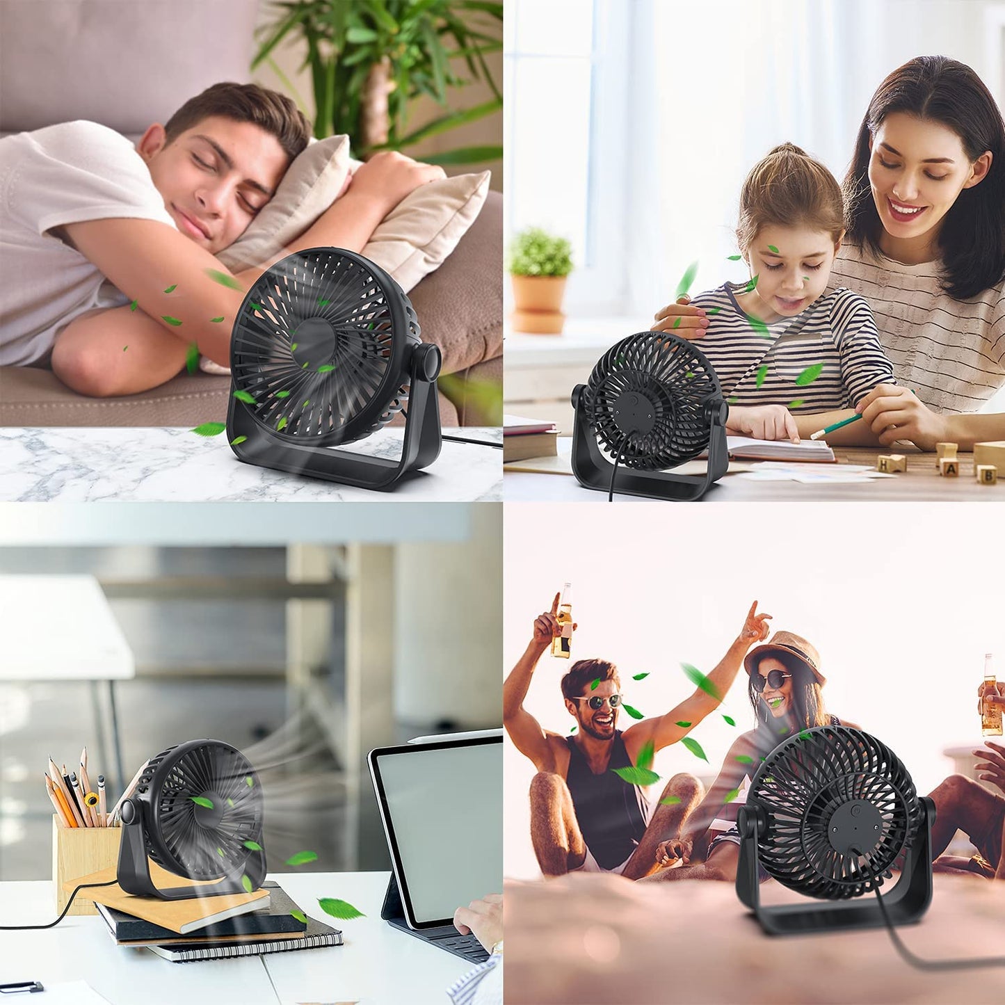 360°Rotation Mini Fan Portable Personal Fan 5-inch Table Fan Small Desk Fan for Bedroom, Office, Home, Outdoor, Camping