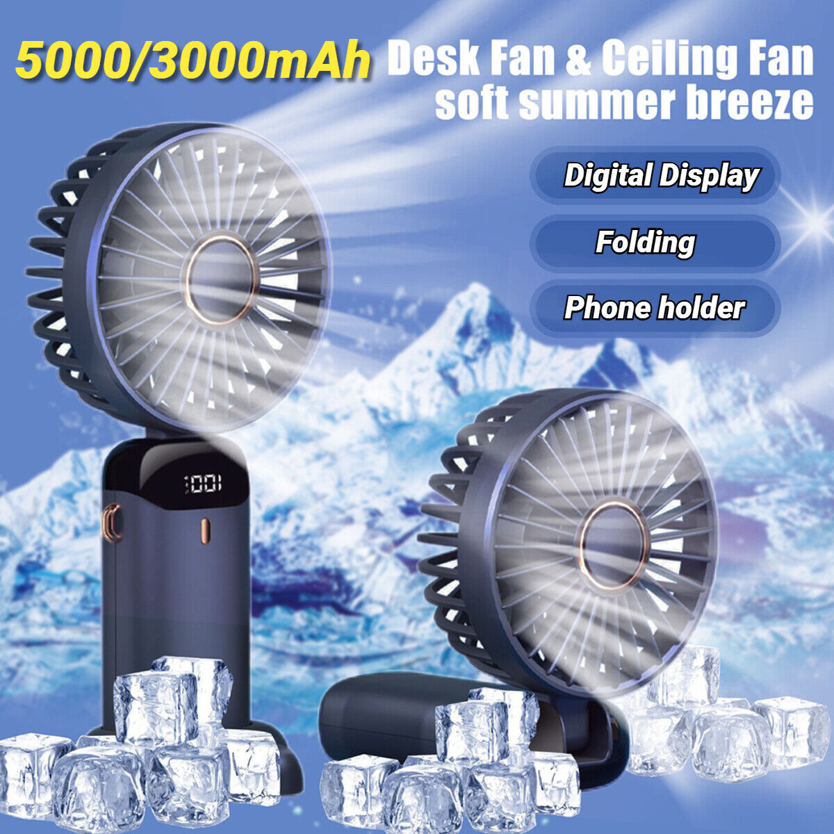 Mini Hand Held Small Folding Desk Fan Cooler Cooling USB Fans