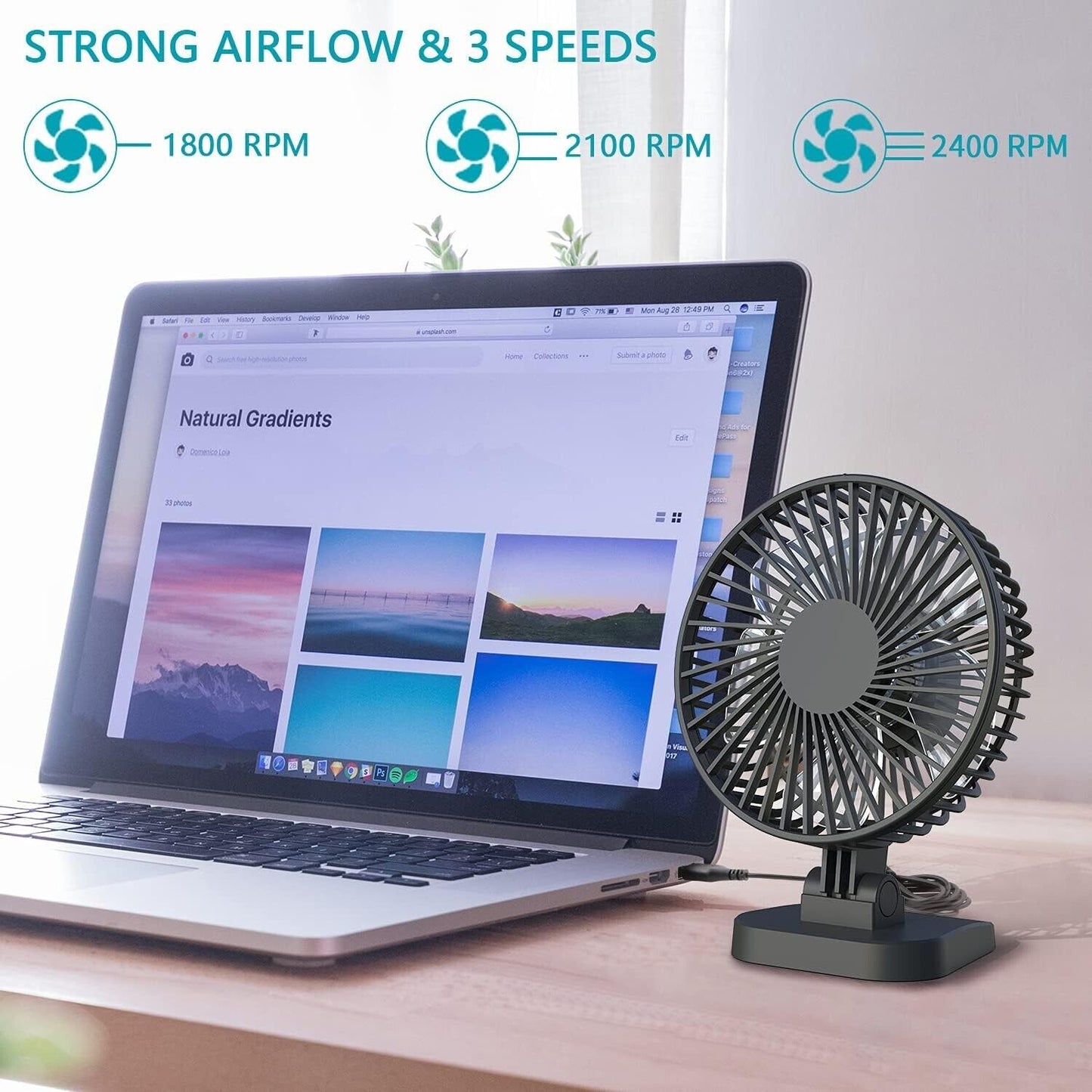 Small Personal Quiet Desktop Fan Adjustable Tilt Angle Portable Cooling Fans