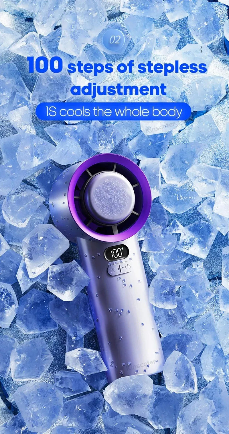 Mini Portable Handheld Turbo Fan 100 Wind Speeds Adjustable Battery Fans