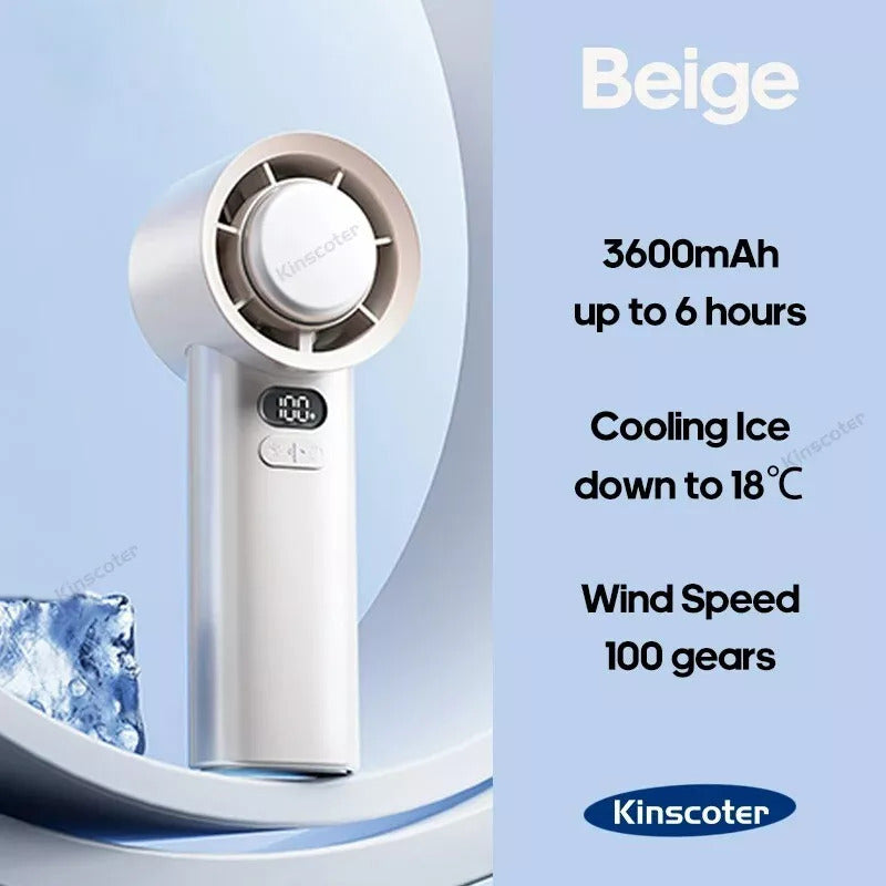 Mini Portable Handheld Turbo Fan 100 Wind Speeds Adjustable Battery Fans