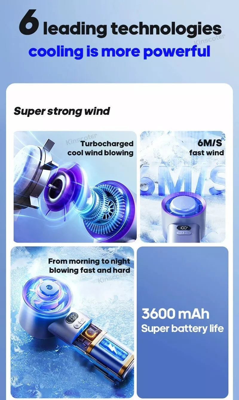 Mini Portable Handheld Turbo Fan 100 Wind Speeds Adjustable Battery Fans