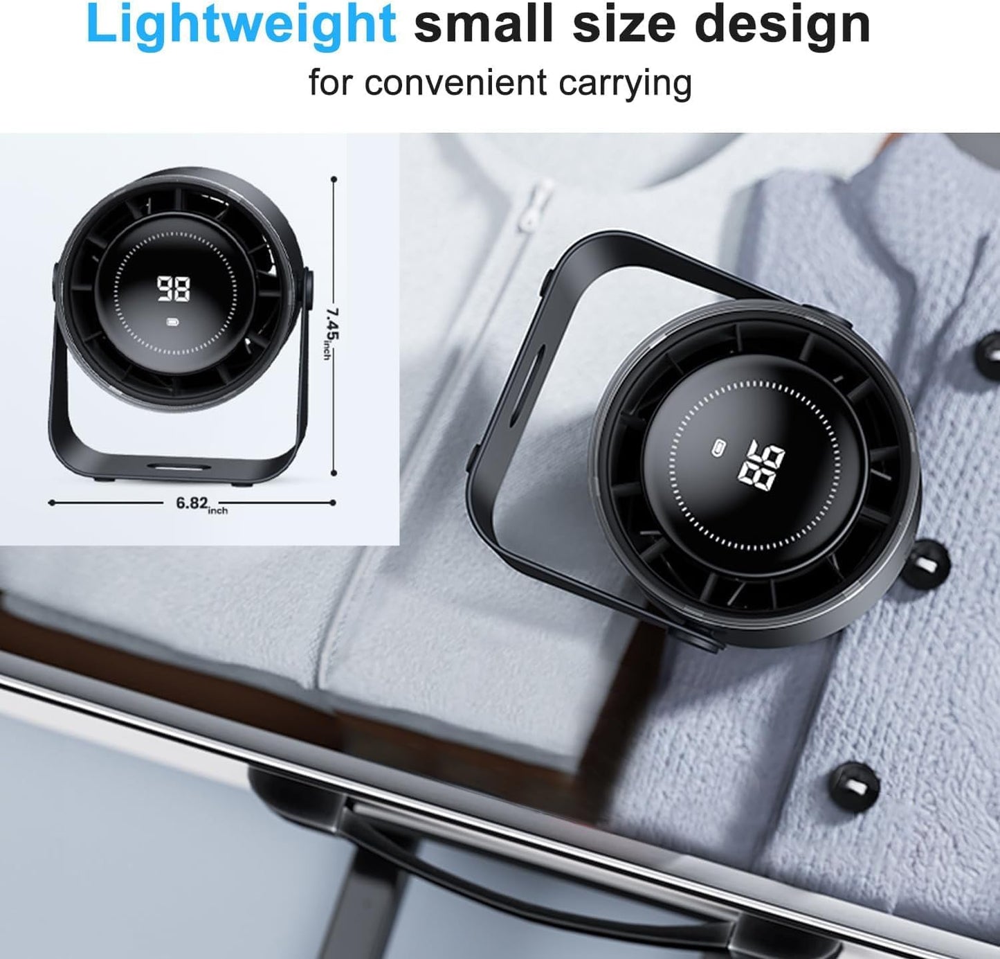 115° Adjustable Tilt 100 Speeds Rechargeable Battery USB-Powered Small Desk Fan 28dB Ultra-Quiet Desktop Air Circulator Portable for Bedroom, Office, Kitchen, Travel