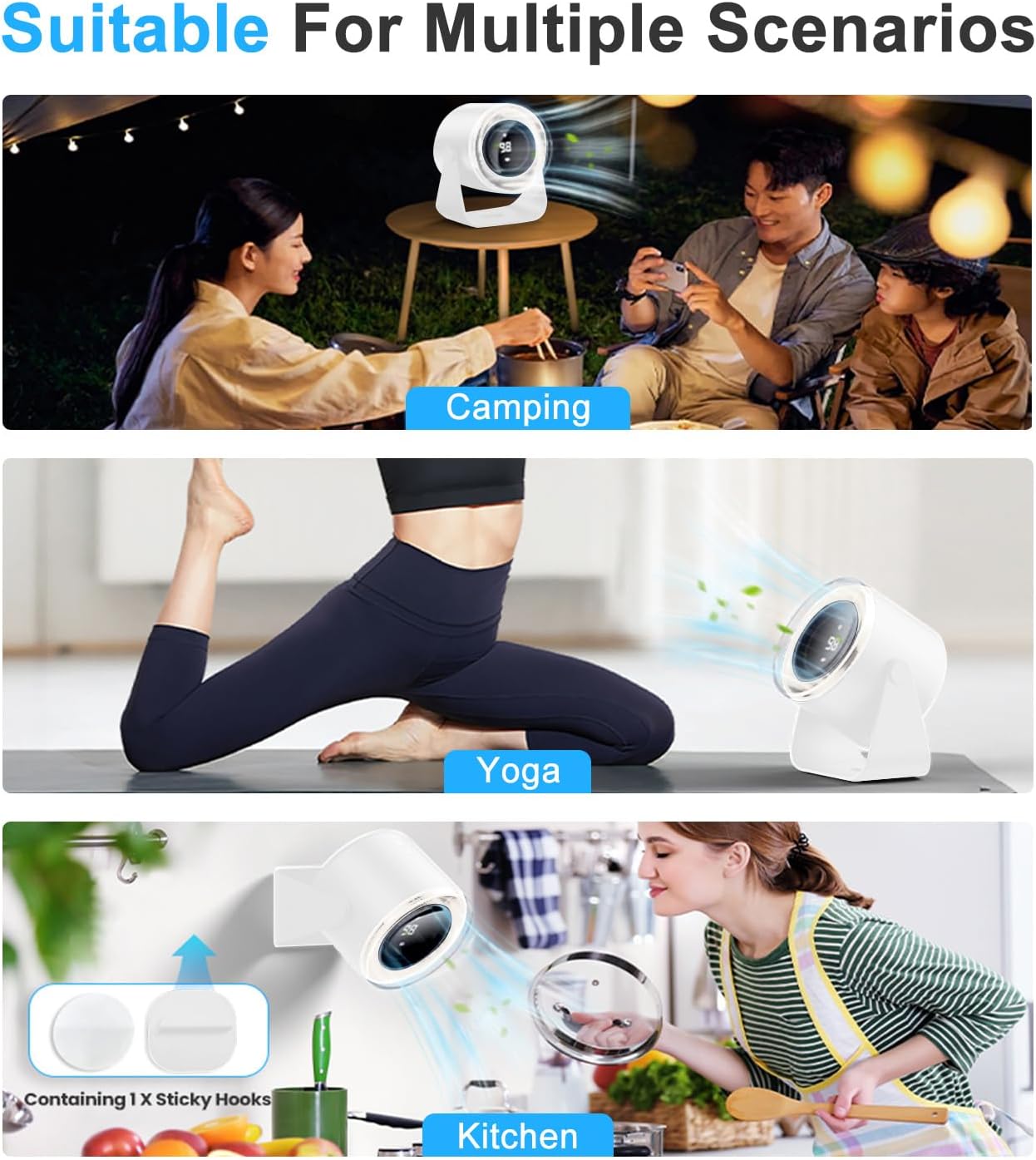 115° Adjustable Tilt 100 Speeds Rechargeable Battery USB-Powered Small Desk Fan 28dB Ultra-Quiet Desktop Air Circulator Portable for Bedroom, Office, Kitchen, Travel