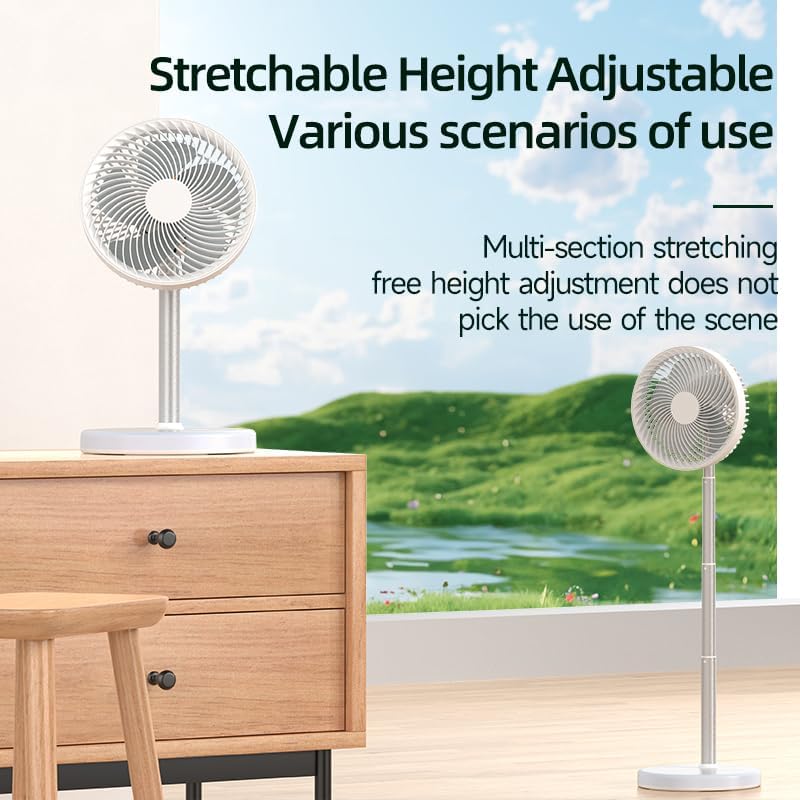 Portable Foldable Desk Table Travel Fans Battery Operated Fan USB Powered Adjustable Height Remote Control Timer 4 Speed Settings Fans