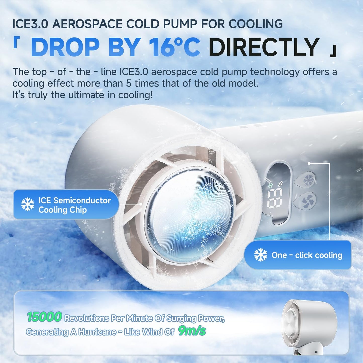 24H Max Cooling Time Portable Cooler Handheld Fan Coldest Turbo Hand Fan Collapsible Mini Small for Travel, Office