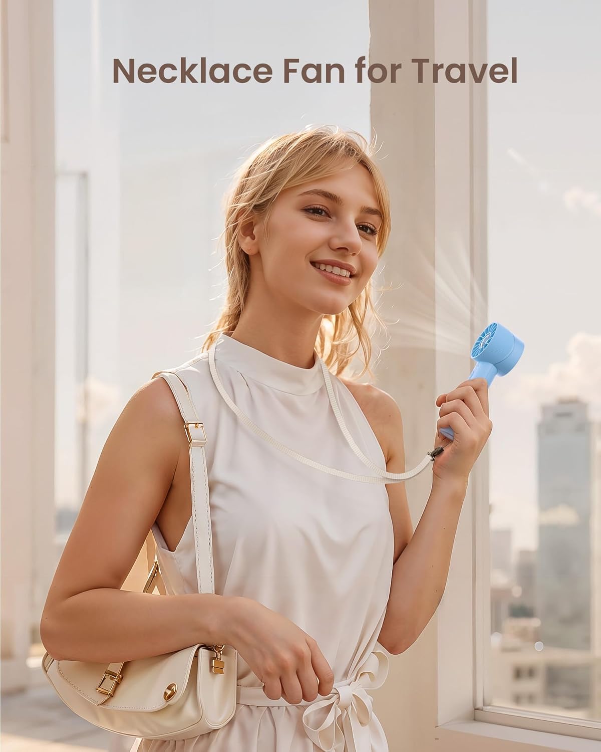 Mini Portable Handheld Turbo Fan 4 Speed High Velocity Personal Cooling Device Purse Travel Essential for Vacation/Beach/Trip
