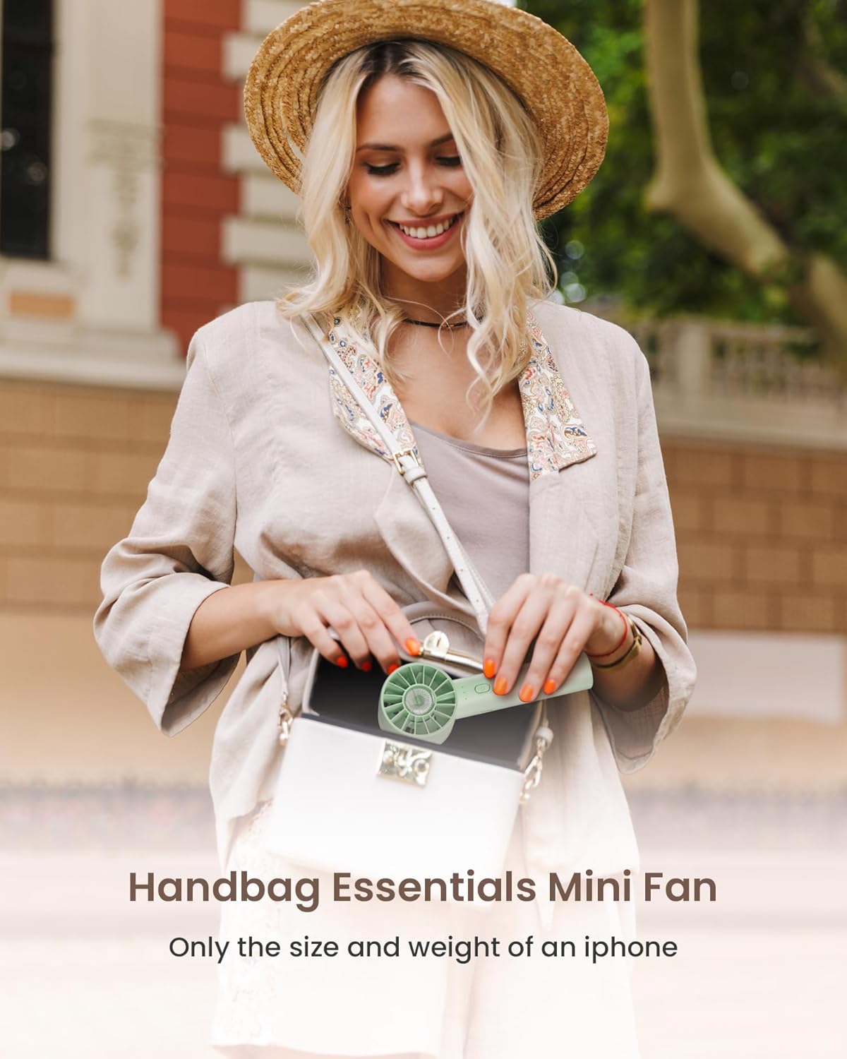 Mini Portable Handheld Turbo Fan 4 Speed High Velocity Personal Cooling Device Purse Travel Essential for Vacation/Beach/Trip