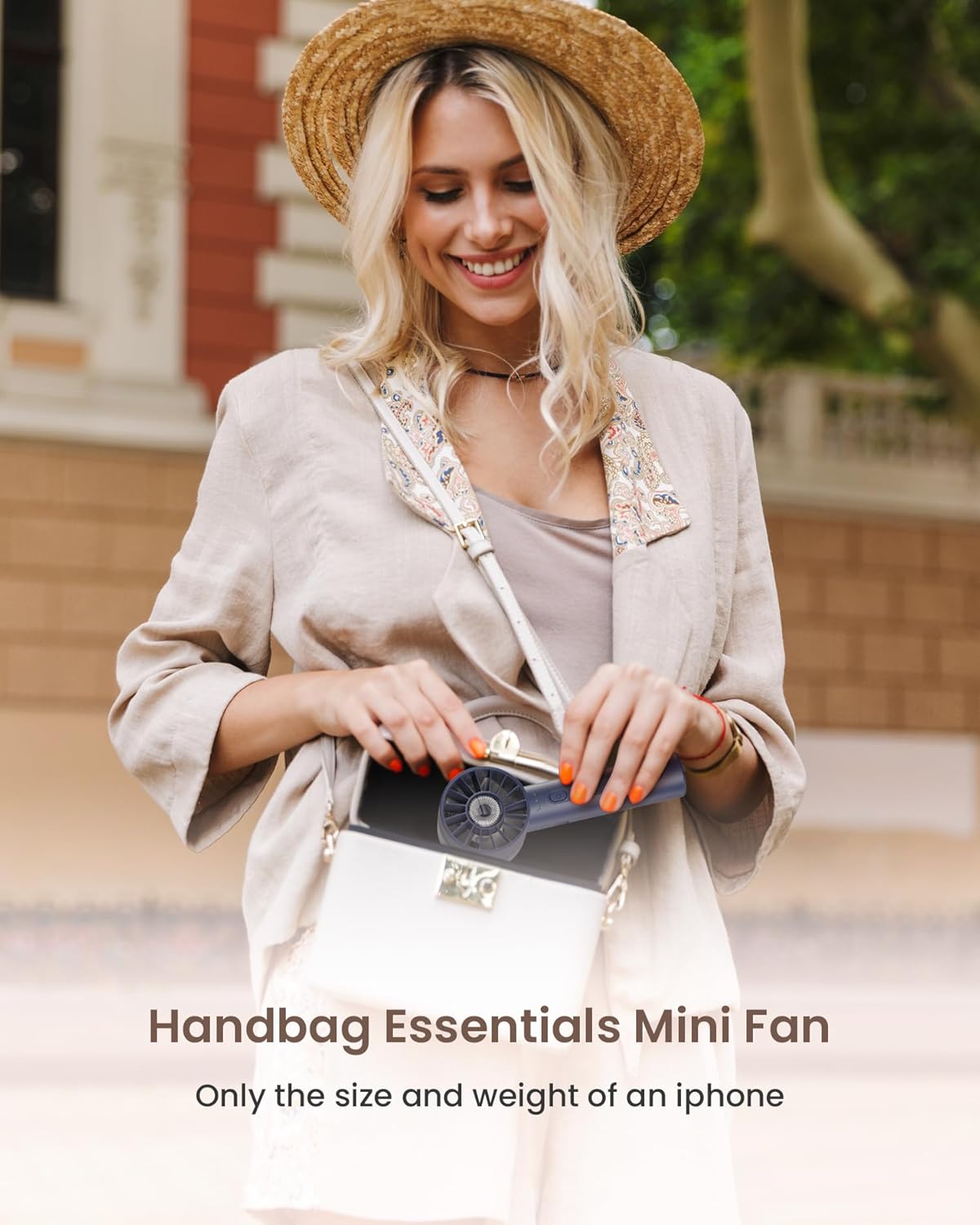 Mini Portable Handheld Turbo Fan 4 Speed High Velocity Personal Cooling Device Purse Travel Essential for Vacation/Beach/Trip