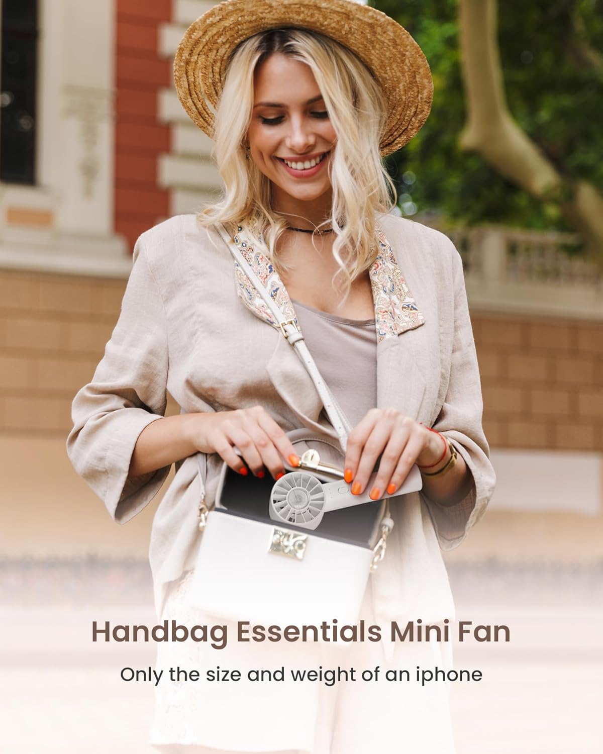 Mini Portable Handheld Turbo Fan 4 Speed High Velocity Personal Cooling Device Purse Travel Essential for Vacation/Beach/Trip