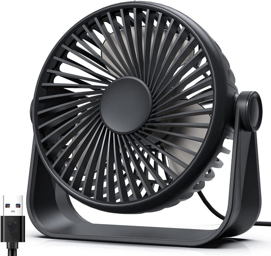 360°Rotation Mini Fan Portable Personal Fan 5-inch Table Fan Small Desk Fan for Bedroom, Office, Home, Outdoor, Camping