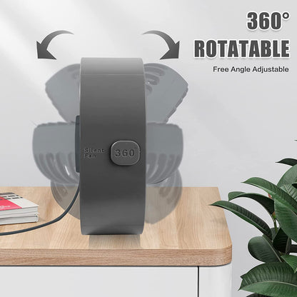 Mini 360° Rotatable Small USB Desk Fan for Office, Dorm, Bedroom, Laptop, Library, Indoor, Summer, Gift