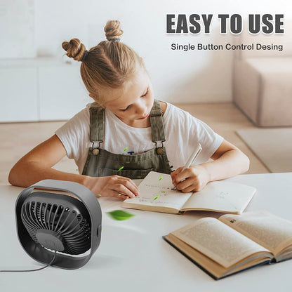 Mini 360° Rotatable Small USB Desk Fan for Office, Dorm, Bedroom, Laptop, Library, Indoor, Summer, Gift