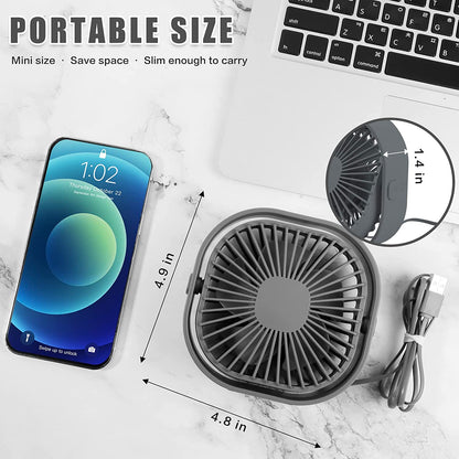 Mini 360° Rotatable Small USB Desk Fan for Office, Dorm, Bedroom, Laptop, Library, Indoor, Summer, Gift