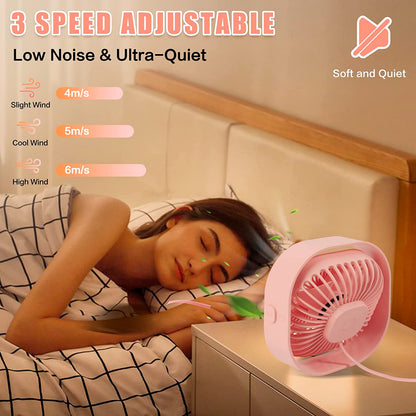 Mini 360° Rotatable Small USB Desk Fan for Office, Dorm, Bedroom, Laptop, Library, Indoor, Summer, Gift