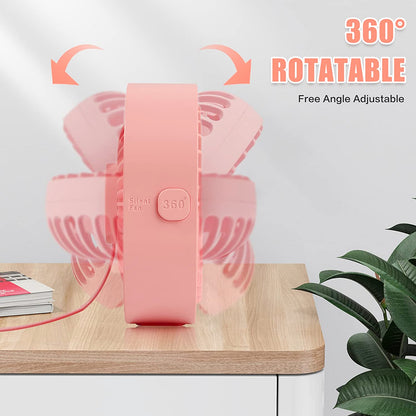 Mini 360° Rotatable Small USB Desk Fan for Office, Dorm, Bedroom, Laptop, Library, Indoor, Summer, Gift