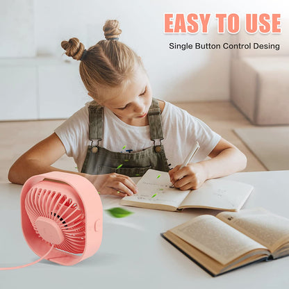 Mini 360° Rotatable Small USB Desk Fan for Office, Dorm, Bedroom, Laptop, Library, Indoor, Summer, Gift