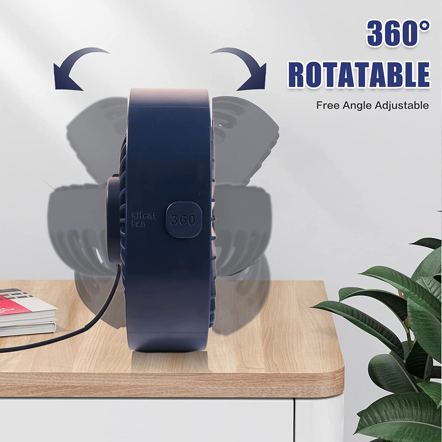 Mini 360° Rotatable Small USB Desk Fan for Office, Dorm, Bedroom, Laptop, Library, Indoor, Summer, Gift