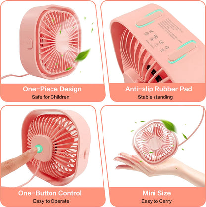 Mini 360° Rotatable Small USB Desk Fan for Office, Dorm, Bedroom, Laptop, Library, Indoor, Summer, Gift