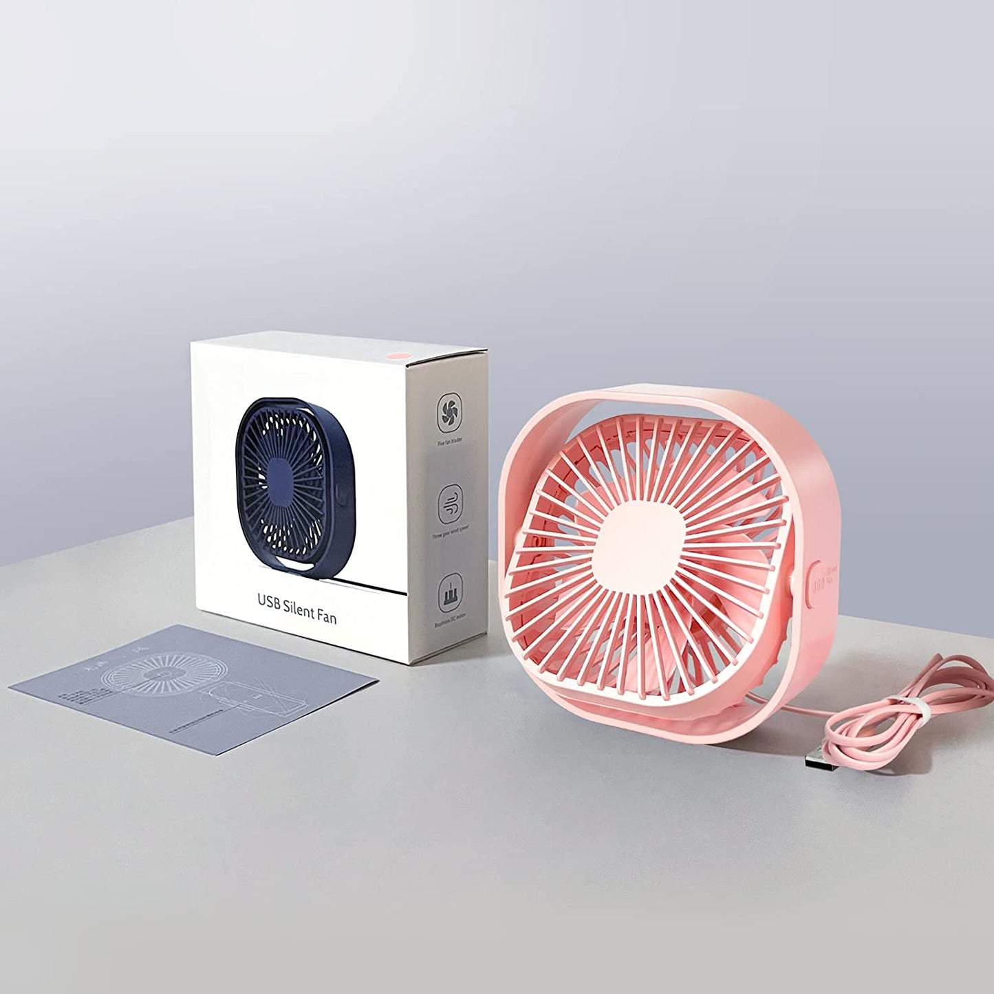 Mini 360° Rotatable Small USB Desk Fan for Office, Dorm, Bedroom, Laptop, Library, Indoor, Summer, Gift