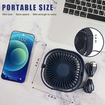 Mini 360° Rotatable Small USB Desk Fan for Office, Dorm, Bedroom, Laptop, Library, Indoor, Summer, Gift