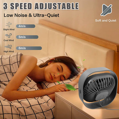 Mini 360° Rotatable Small USB Desk Fan for Office, Dorm, Bedroom, Laptop, Library, Indoor, Summer, Gift