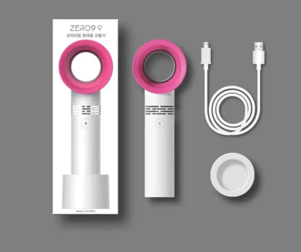 360° Bladeless Fan Hand Held Desktop Mini Portable USB Rechargeable Cooler Fan