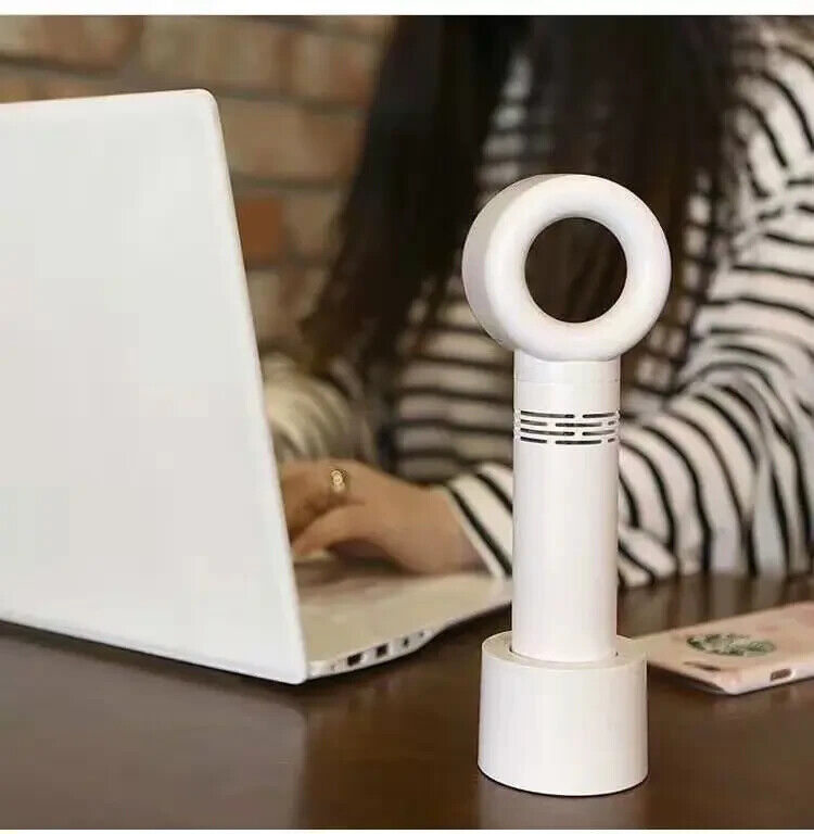 360° Bladeless Fan Hand Held Desktop Mini Portable USB Rechargeable Cooler Fan