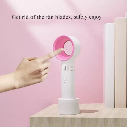 360° Bladeless Fan Hand Held Desktop Mini Portable USB Rechargeable Cooler Fan