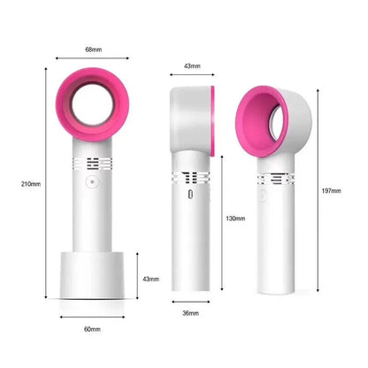 360° Bladeless Fan Hand Held Desktop Mini Portable USB Rechargeable Cooler Fan