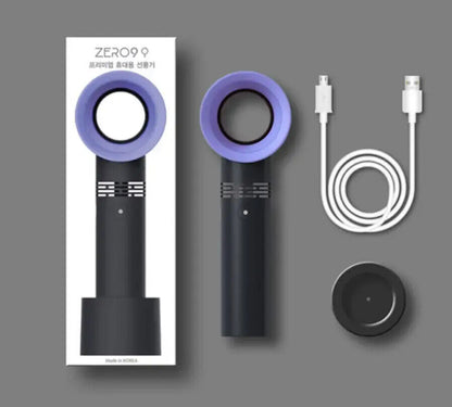 360° Bladeless Fan Hand Held Desktop Mini Portable USB Rechargeable Cooler Fan