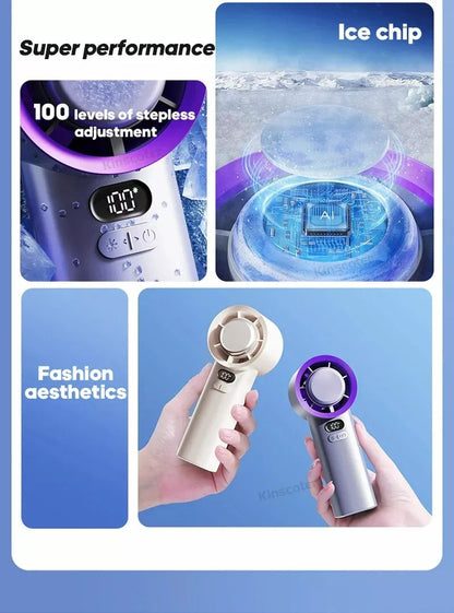 Mini Portable Handheld Turbo Fan 100 Wind Speeds Adjustable Battery Fans