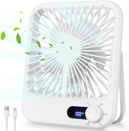 100 Speed Battery Operated Personal Fan With Digital Display 180°Tilt Small Fan for Travel, Desk Bedroom Office Home Outdoor