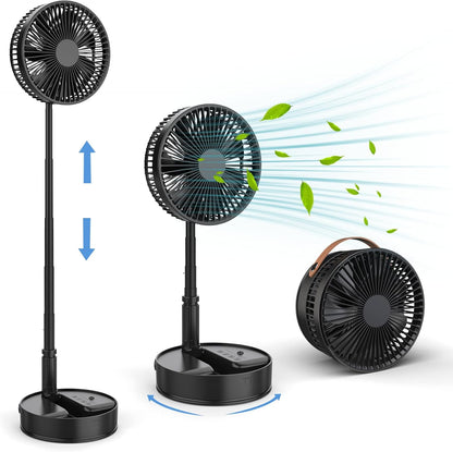 Portable Foldable Desk Table Travel Fans Battery Operated Fan USB Powered Adjustable Height Remote Control Timer 4 Speed Settings Fans