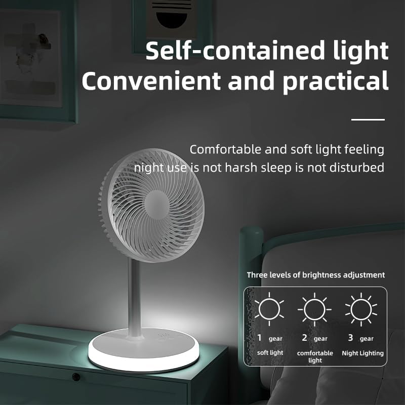 Portable Foldable Desk Table Travel Fans Battery Operated Fan USB Powered Adjustable Height Remote Control Timer 4 Speed Settings Fans