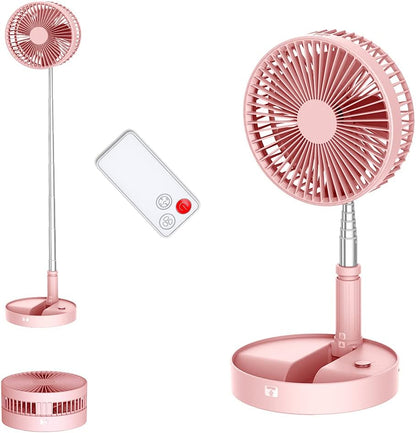 Portable Foldable Desk Table Travel Fans Battery Operated Fan USB Powered Adjustable Height Remote Control Timer 4 Speed Settings Fans