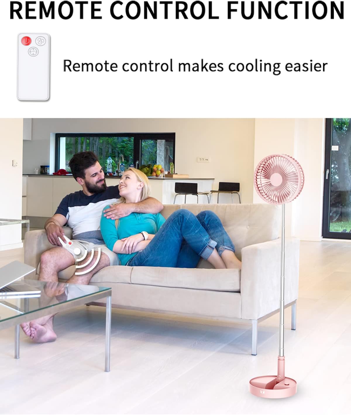 Portable Foldable Desk Table Travel Fans Battery Operated Fan USB Powered Adjustable Height Remote Control Timer 4 Speed Settings Fans