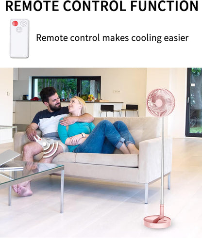 Portable Foldable Desk Table Travel Fans Battery Operated Fan USB Powered Adjustable Height Remote Control Timer 4 Speed Settings Fans