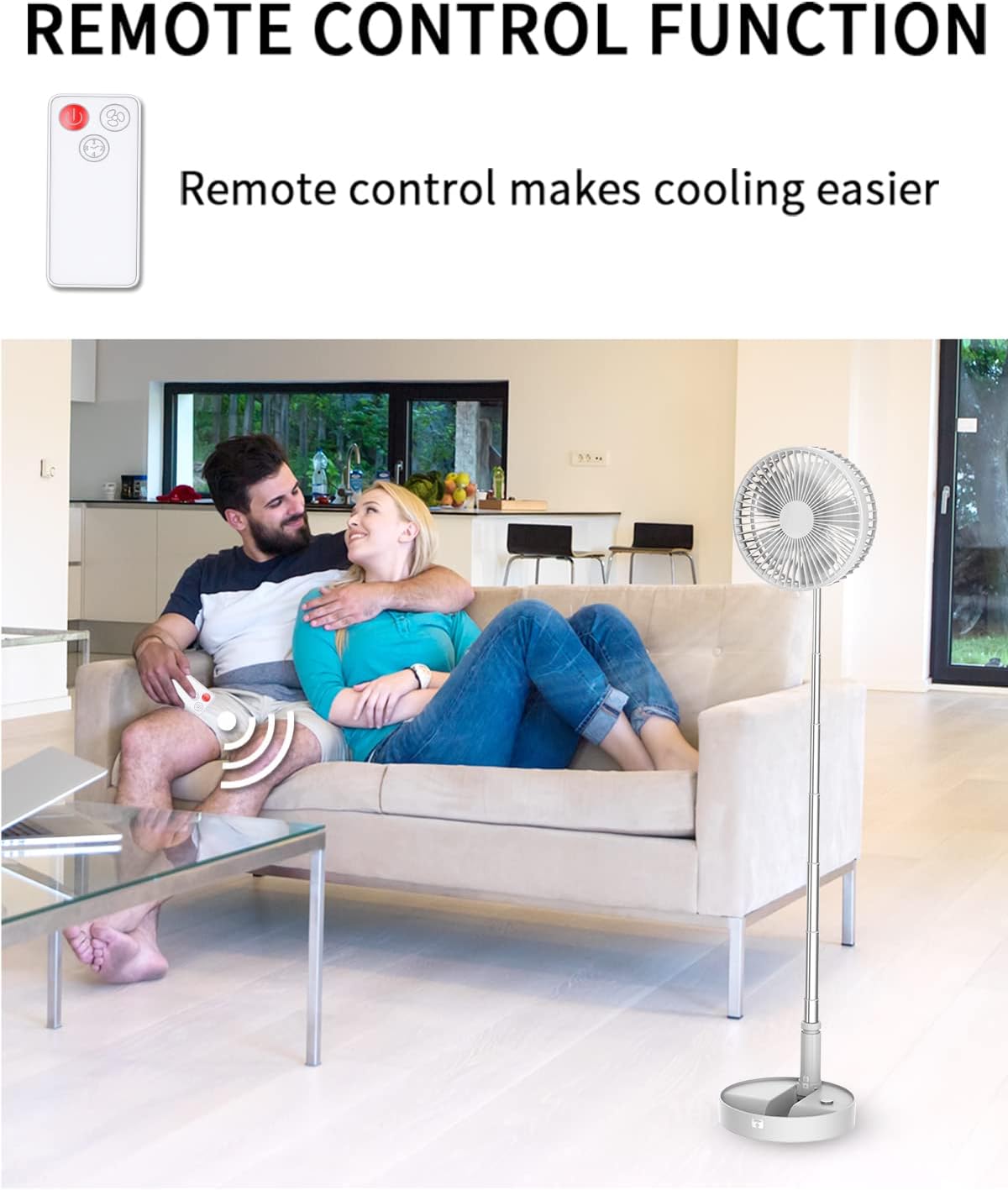 Portable Foldable Desk Table Travel Fans Battery Operated Fan USB Powered Adjustable Height Remote Control Timer 4 Speed Settings Fans
