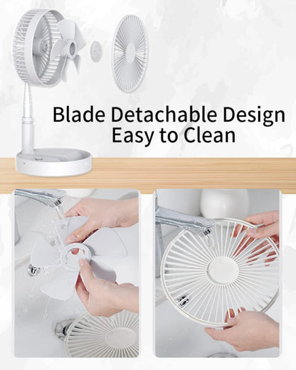 Portable Foldable Desk Table Travel Fans Battery Operated Fan USB Powered Adjustable Height Remote Control Timer 4 Speed Settings Fans