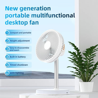 Portable Foldable Desk Table Travel Fans Battery Operated Fan USB Powered Adjustable Height Remote Control Timer 4 Speed Settings Fans