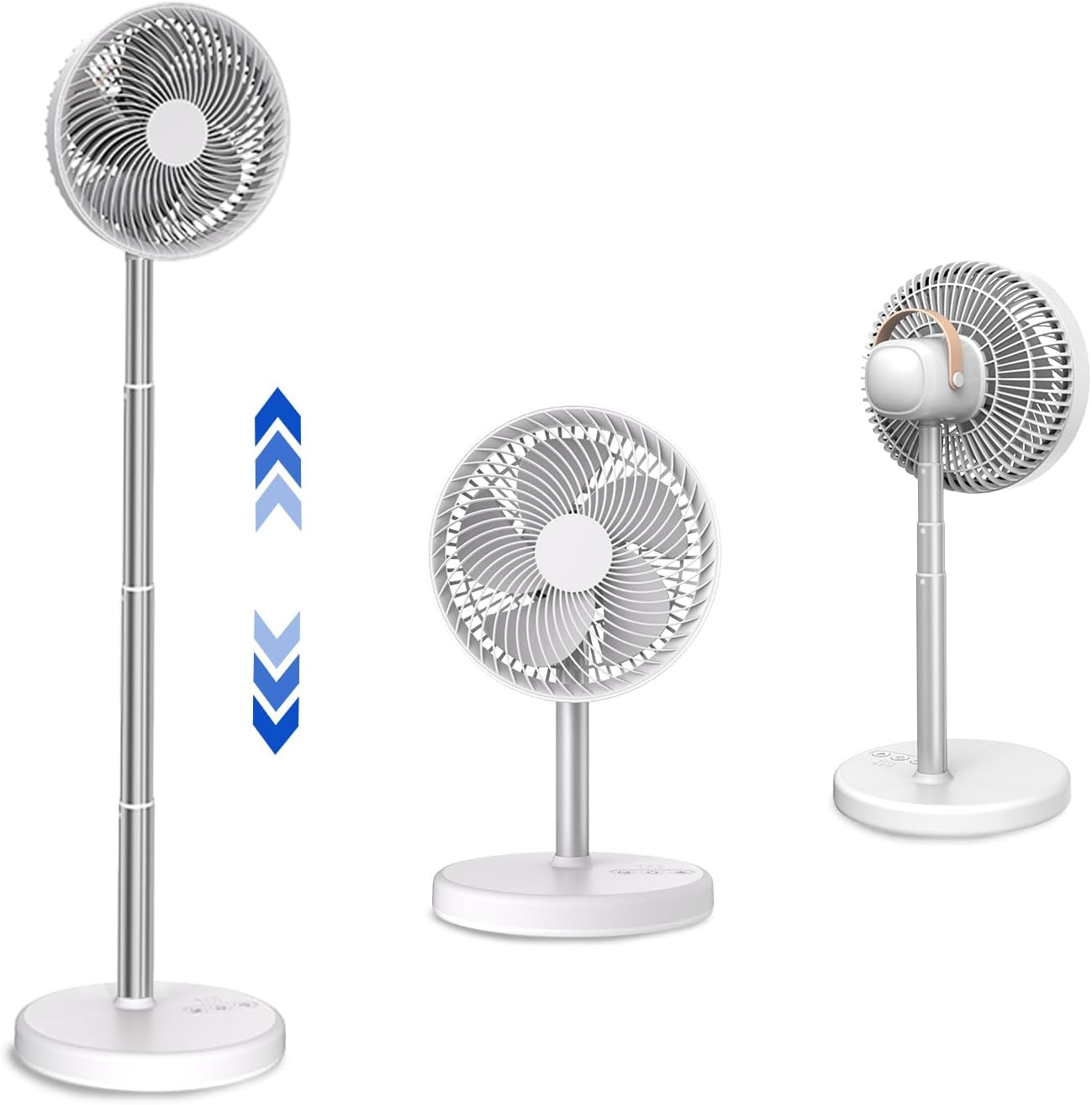 Portable Foldable Desk Table Travel Fans Battery Operated Fan USB Powered Adjustable Height Remote Control Timer 4 Speed Settings Fans