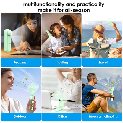 4 IN 1 Multifunction Mini Handheld Fan USB Portable Rechargeable Small Pocket Fan with Power Bank, Flashlight and Cell Phone Stands for Travel/Summer/Concerts/gifts