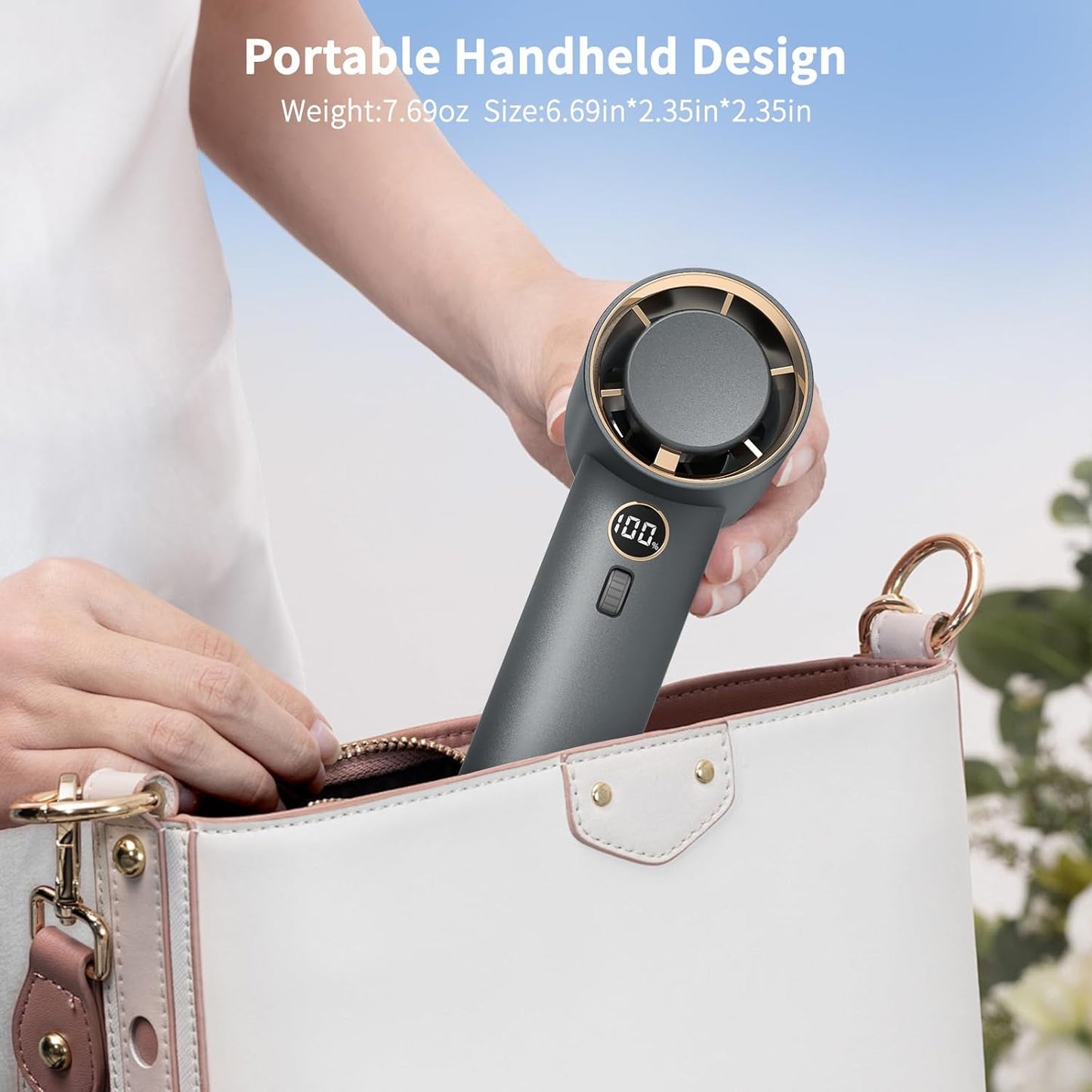 1-100 Speed Adjustable Portable Personal Handheld Fan Rechargeable for Travel, Outdoor