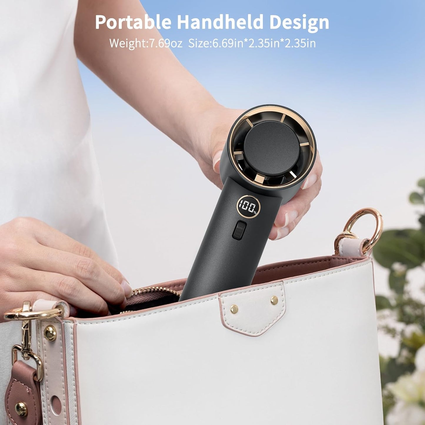 1-100 Speed Adjustable Portable Personal Handheld Fan Rechargeable for Travel, Outdoor