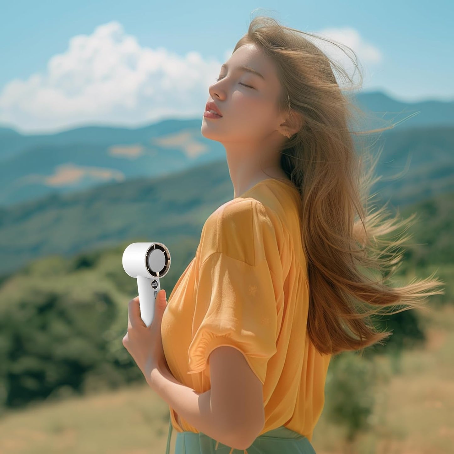 1-100 Speed Adjustable Portable Personal Handheld Fan Rechargeable for Travel, Outdoor