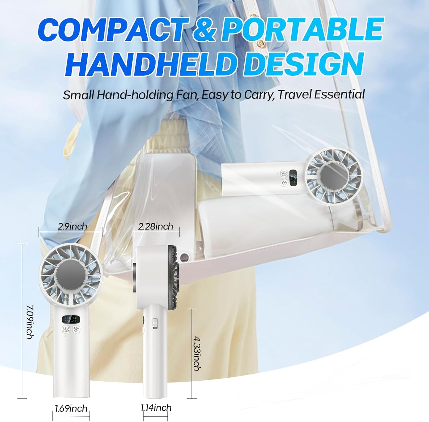 Portable Handheld Ice Turbo Cooling Fans Digital Display Mini Icy Personal Electric Fan for Outdoor & Indoor