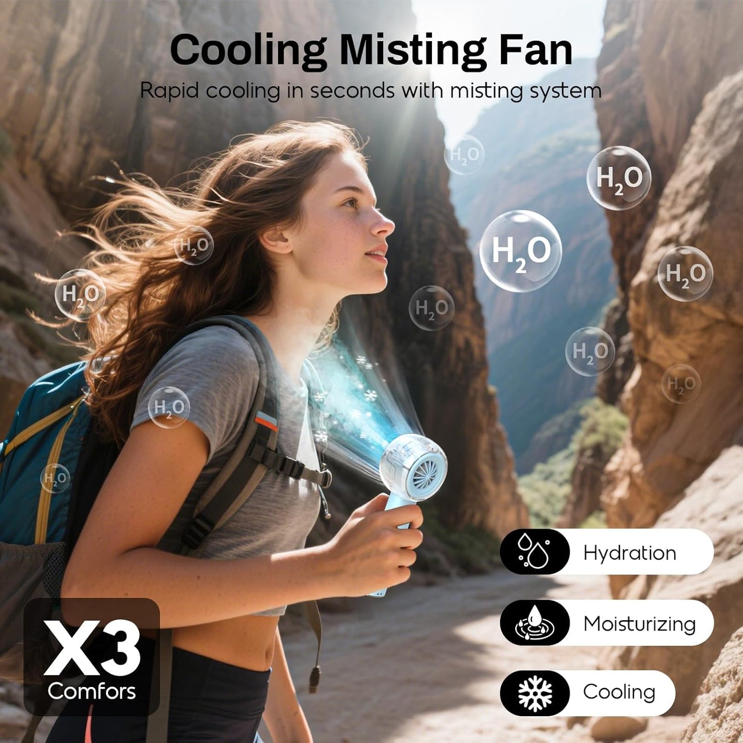 Mini Portable Handheld Fan Powerful Turbo Motor Personal Fans with 4 Strong Wind Cooling Gadgets for Travel. Camping. Beach. Outdoor. Gifts