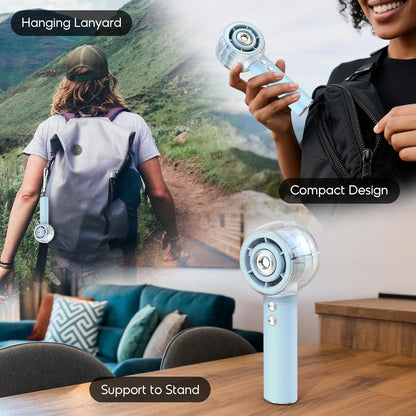 Mini Portable Handheld Fan Powerful Turbo Motor Personal Fans with 4 Strong Wind Cooling Gadgets for Travel. Camping. Beach. Outdoor. Gifts